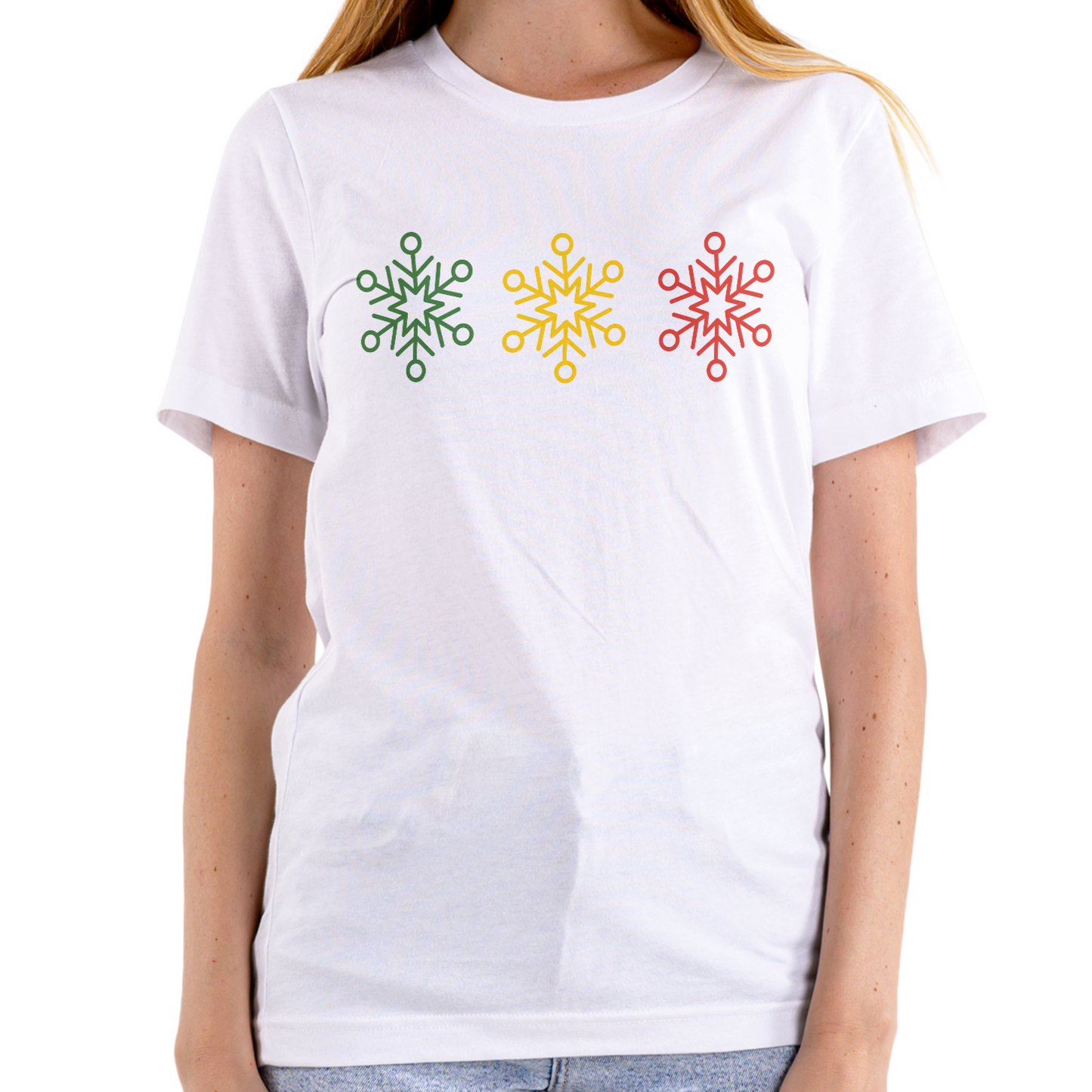 Short sleeve T-shirt of snowflakes