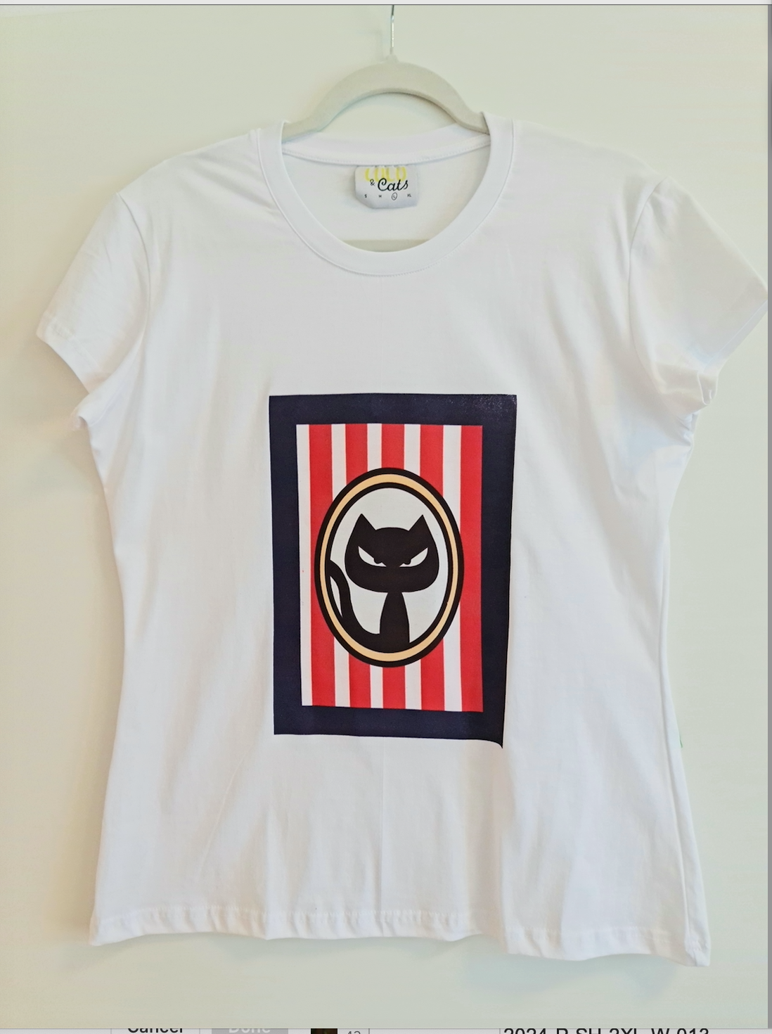 Short sleeve T-shirt of black cat in a frame