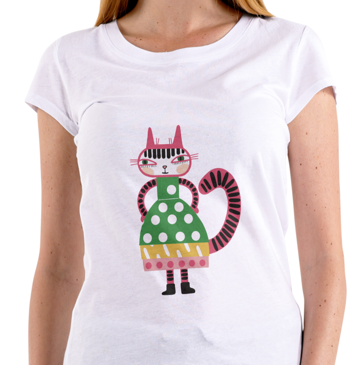 Short Sleves T-shirt with a pretty cat